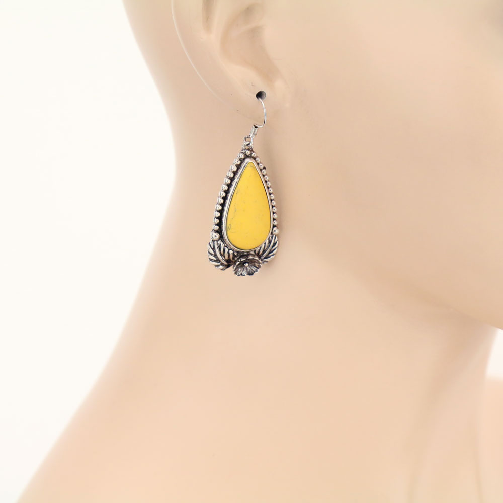 Semi Stone Dangle Earrings - Image 2