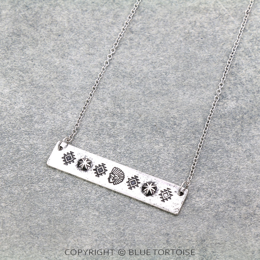 Western Indian Head Bar Necklace