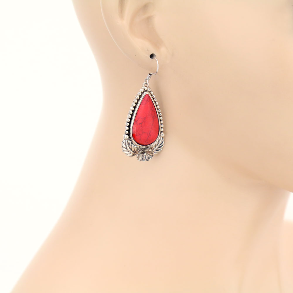Semi Stone Dangle Earrings - Image 2