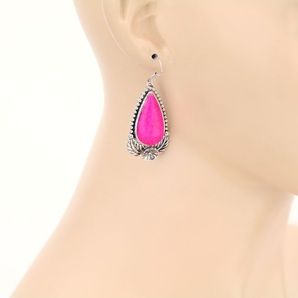 Semi Stone Dangle Earrings - Image 2