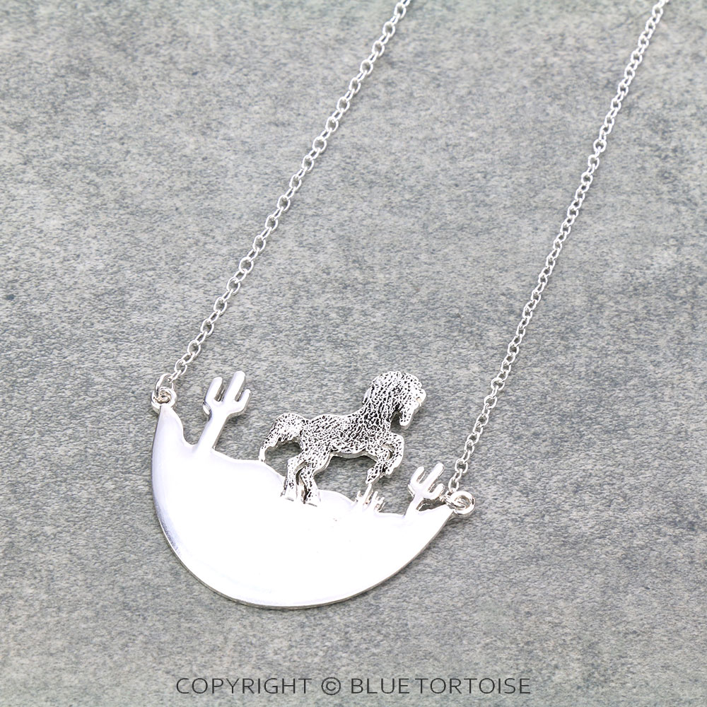 Western Horse Scenery Cutout Necklace
