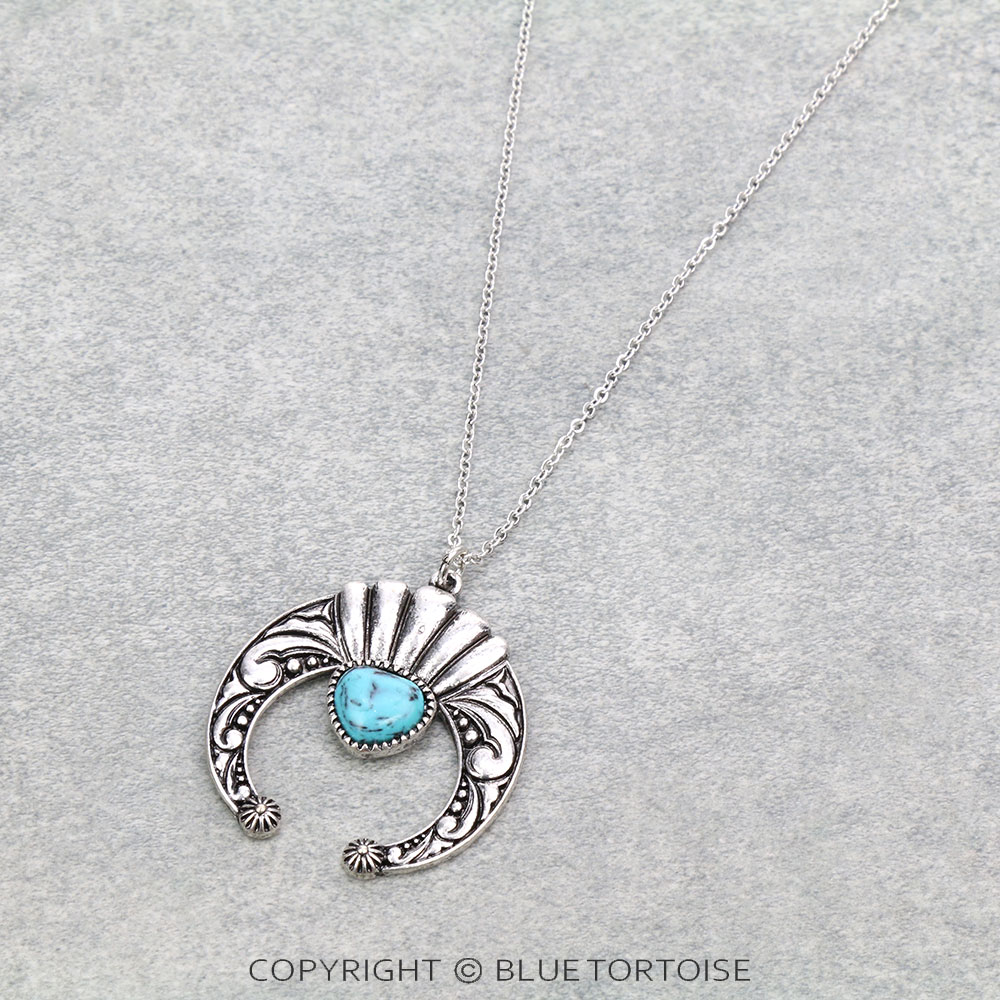 Floral Casting Squash Blossom with Stone Necklace