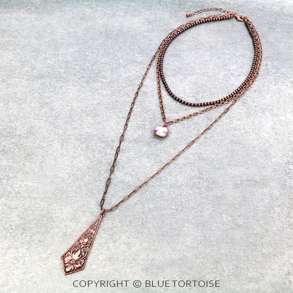 Flower Casting Kite with Stone 3Row Necklace
