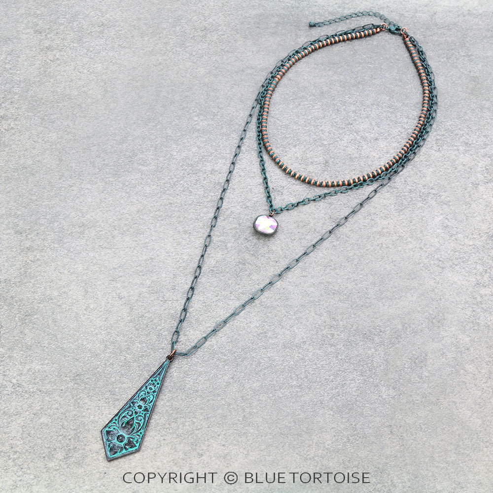 Flower Casting Kite with Stone 3Row Necklace
