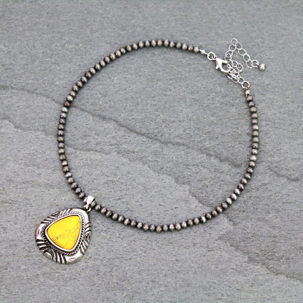 4mm Navajo Style Pearl with Pendant Choker