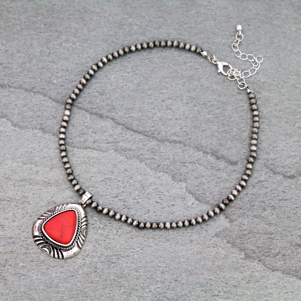 4mm Navajo Style Pearl with Pendant Choker