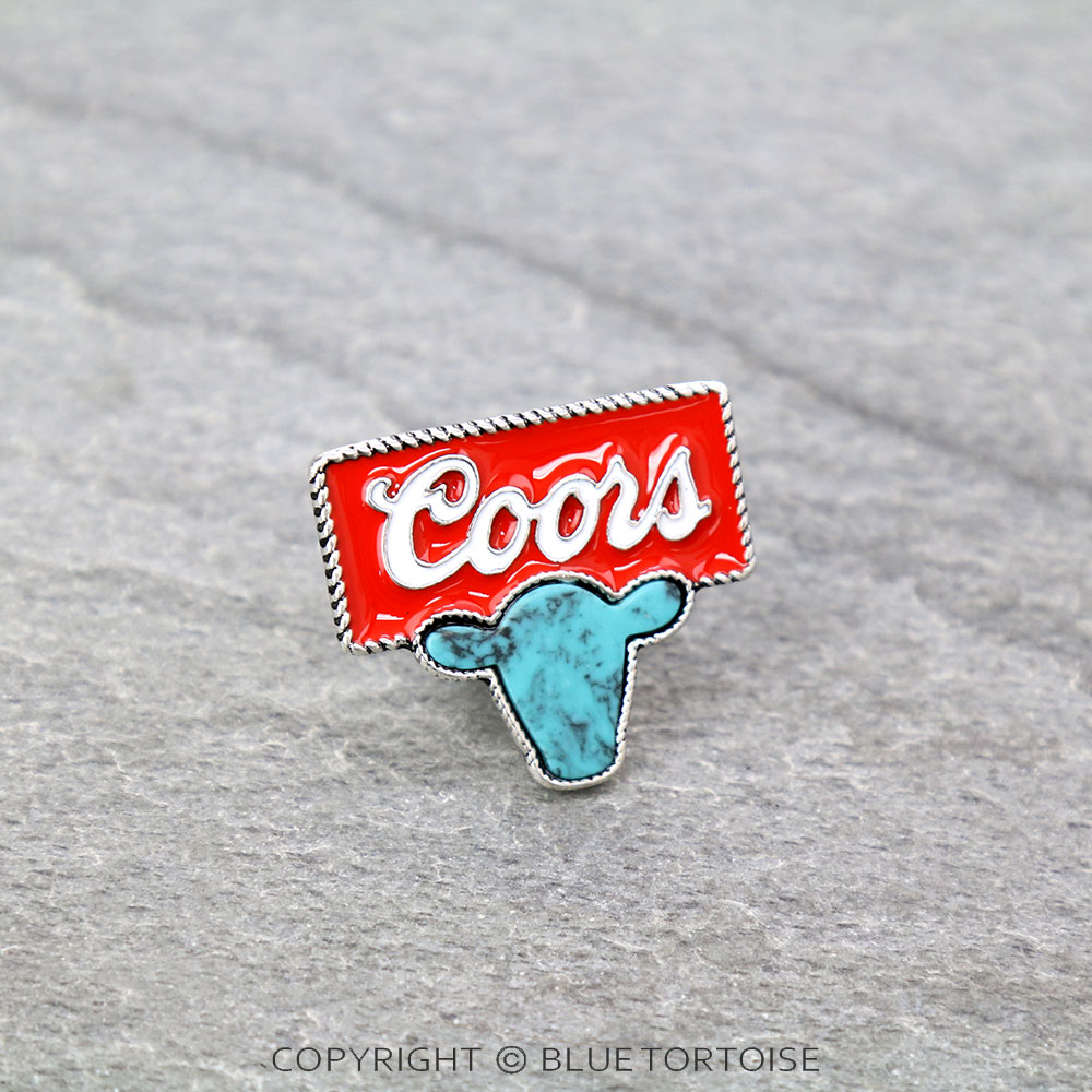 Epoxy Beer Logo with Cow Head Hat Pin