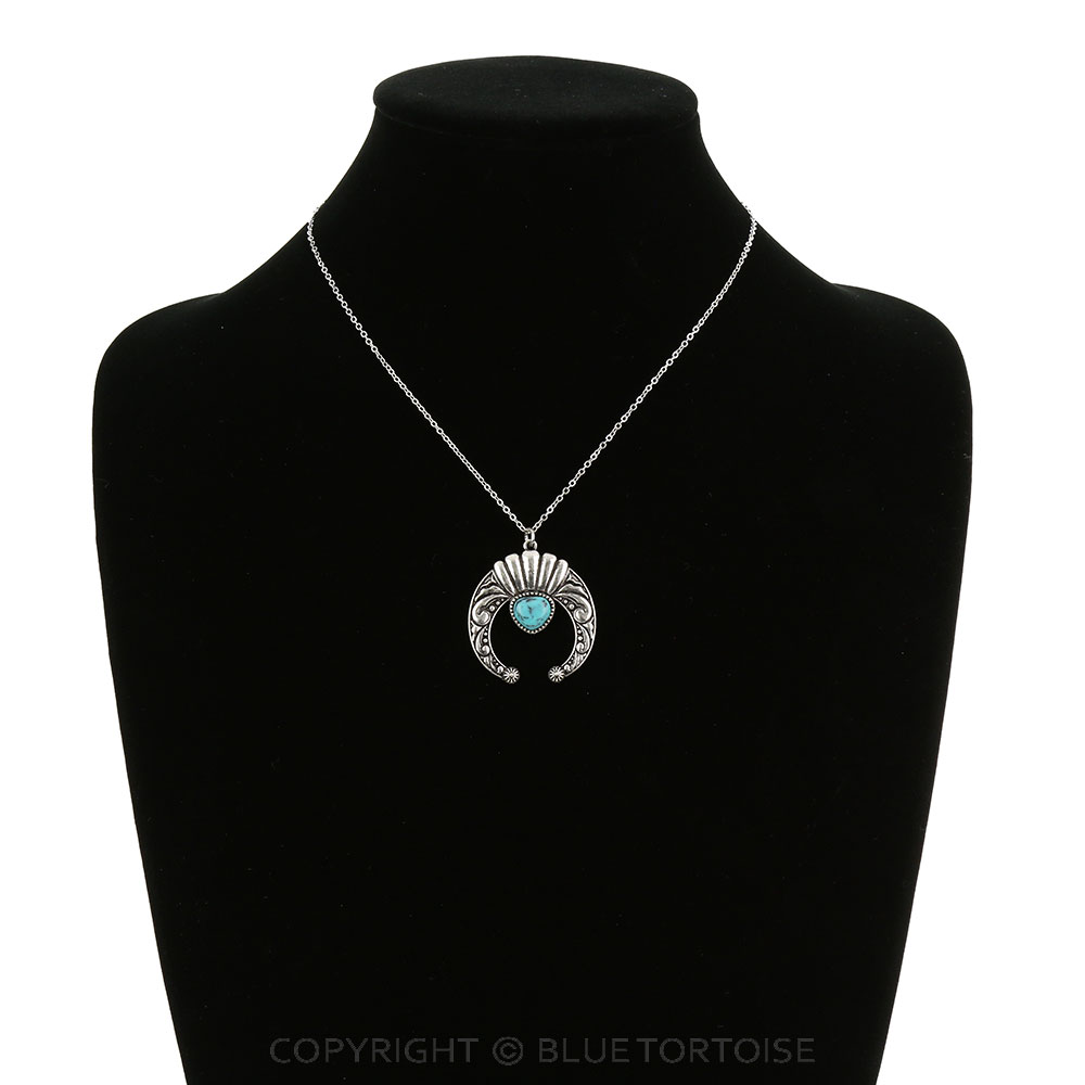 Floral Casting Squash Blossom with Stone Necklace - Image 2