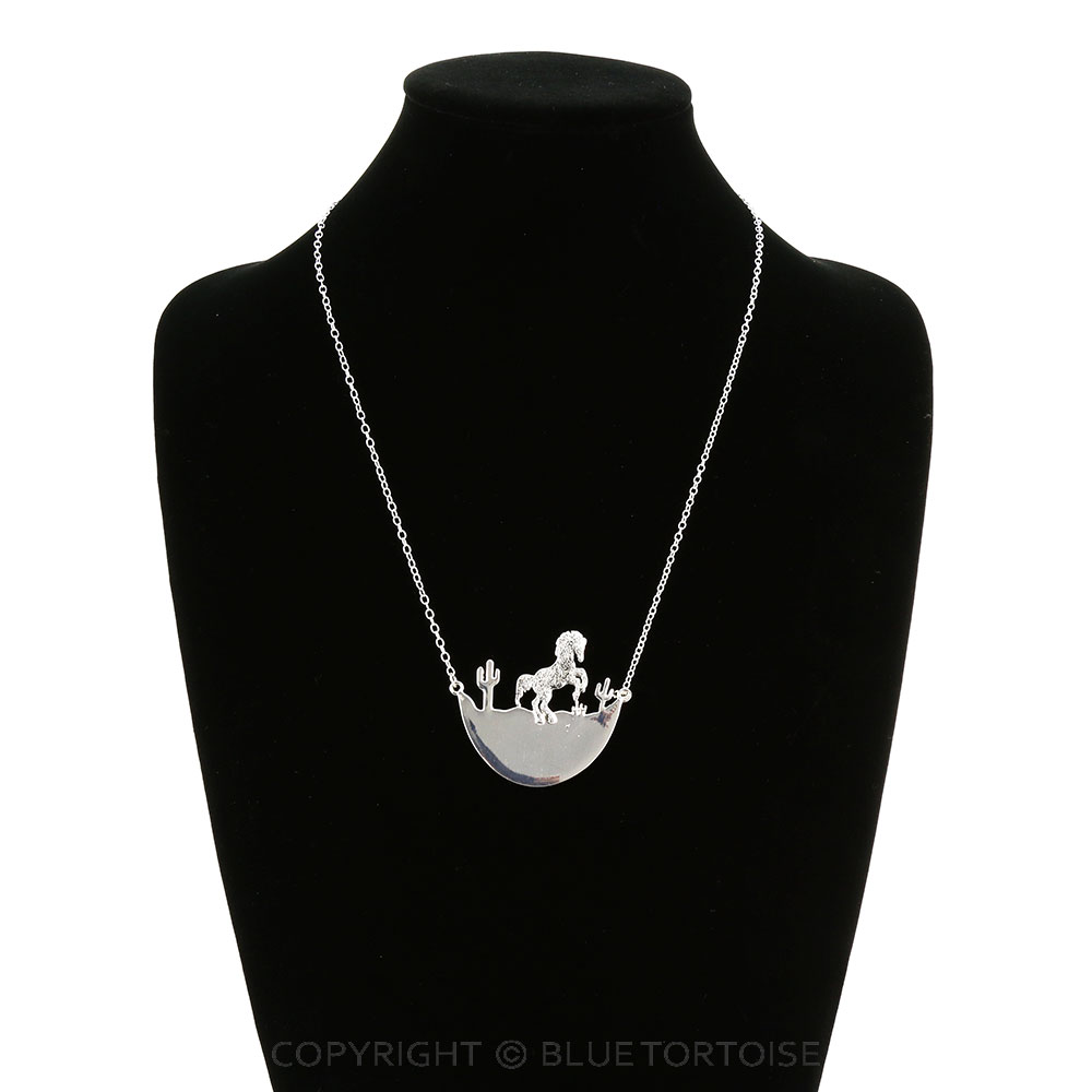 Western Horse Scenery Cutout Necklace - Image 2