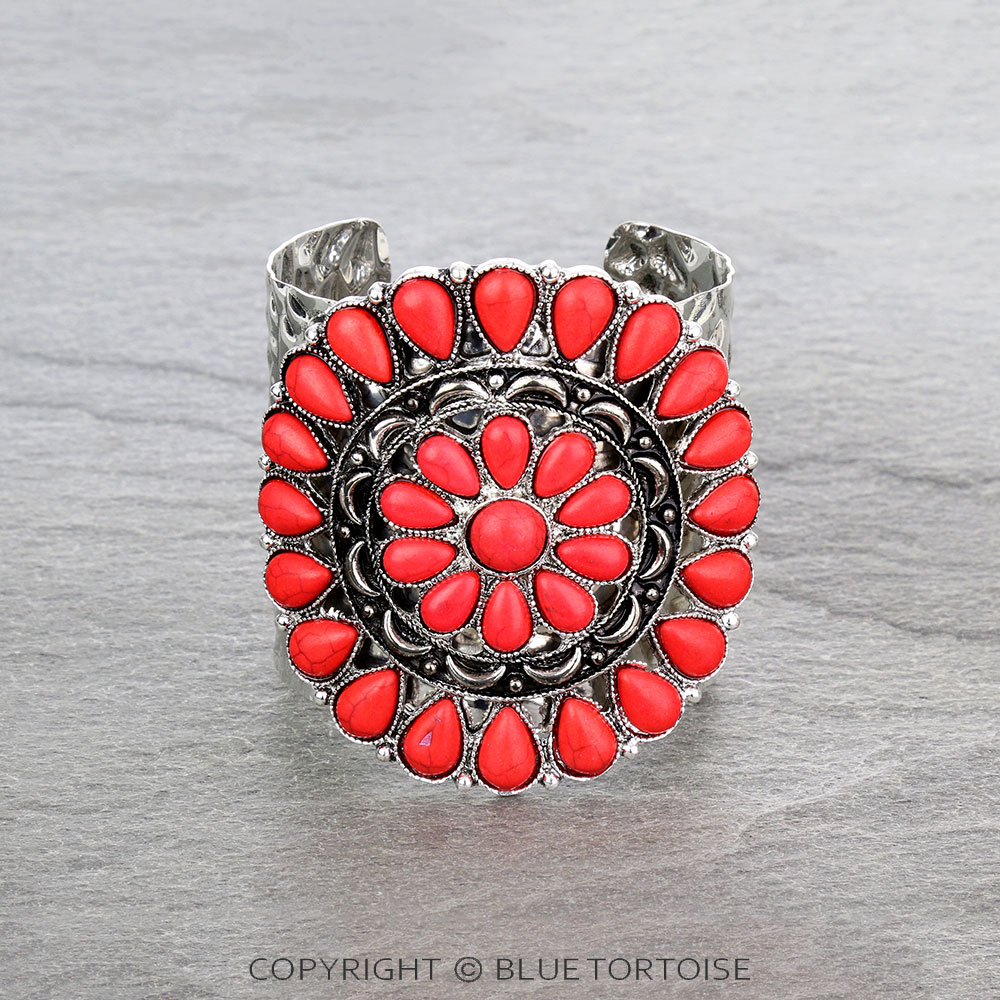 Western Concho Stone Cuff Bracelet