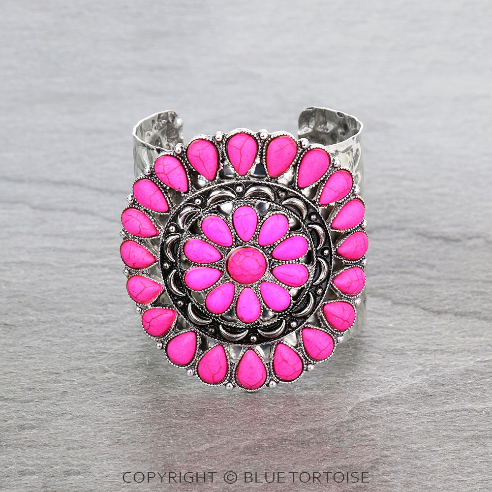 Western Concho Stone Cuff Bracelet