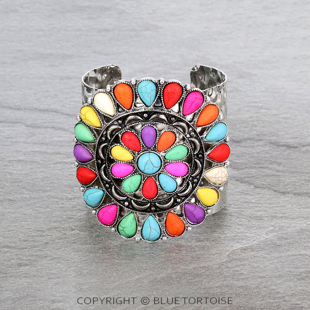 Western Concho Stone Cuff Bracelet