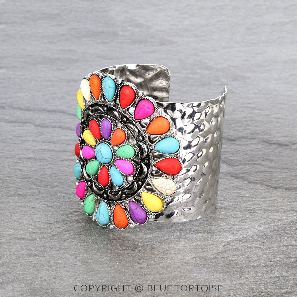 Western Concho Stone Cuff Bracelet - Image 2
