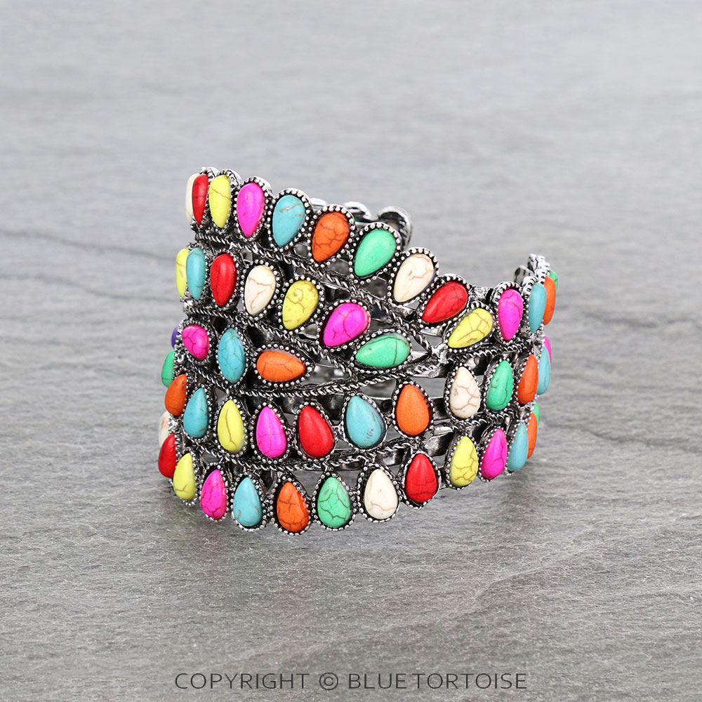 Western Design Stone Cuff Bracelet - Image 2