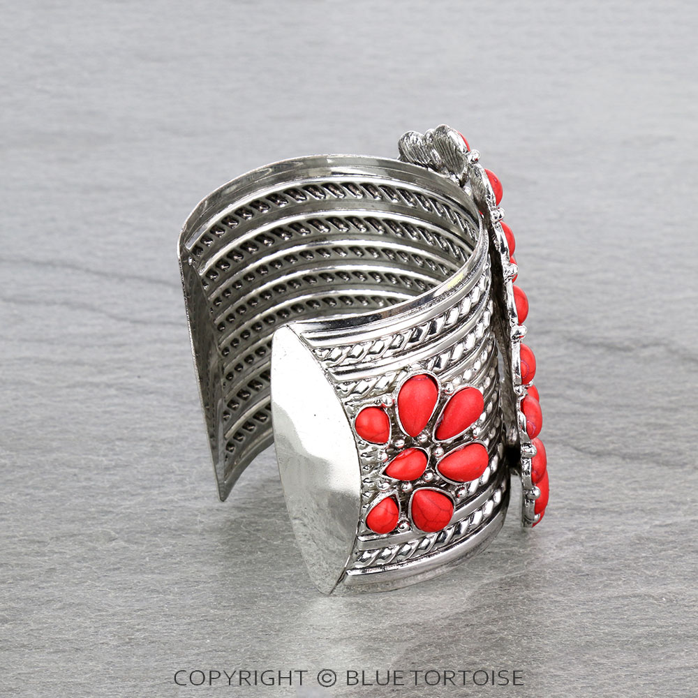 Western Squash Blossom Stone Cuff Bracelet - Image 3