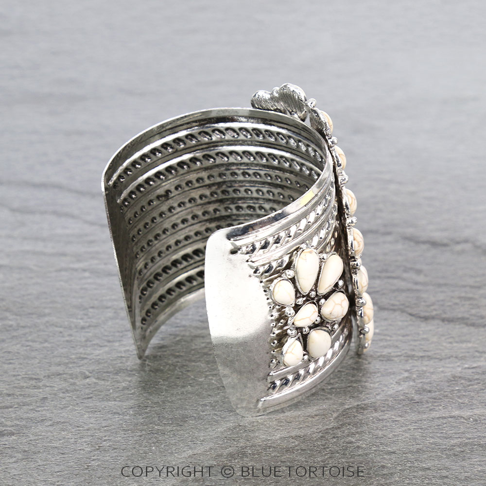 Western Squash Blossom Stone Cuff Bracelet - Image 3