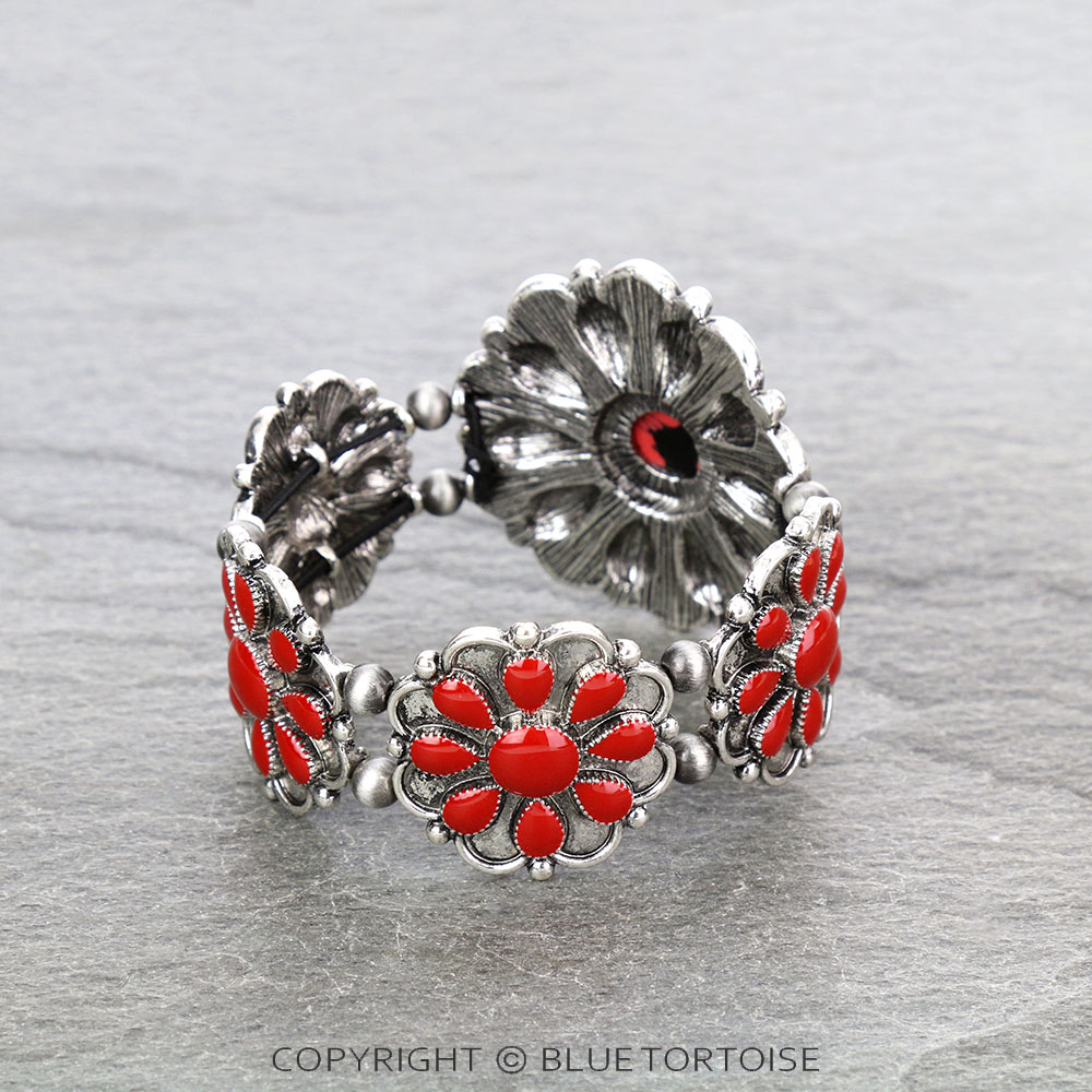 Western Epoxy Concho with Stone Stretch Bracelet - Image 3