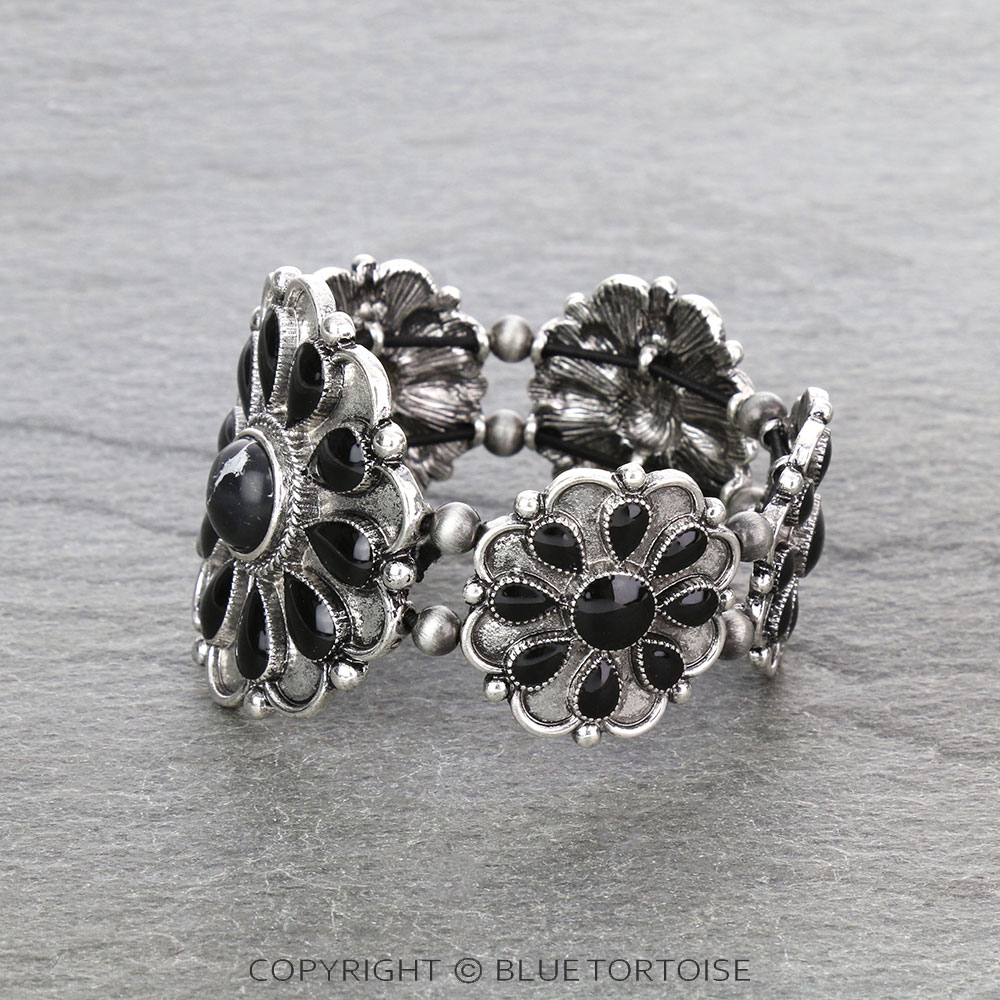 Western Epoxy Concho with Stone Stretch Bracelet - Image 2
