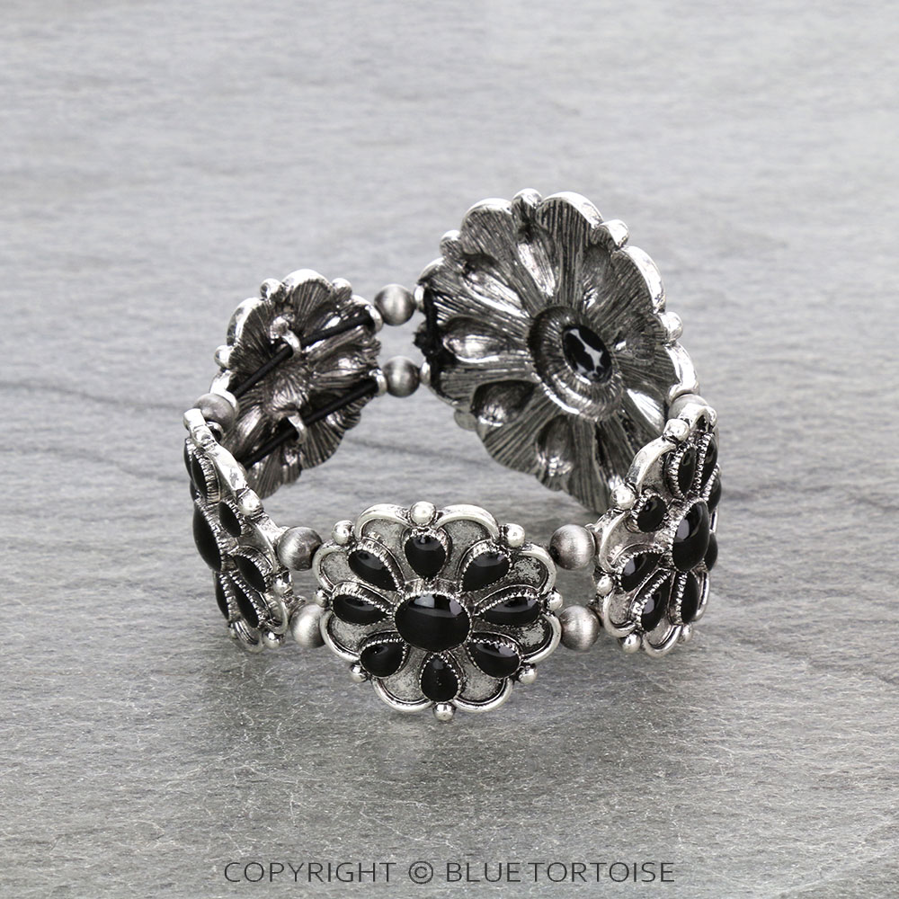 Western Epoxy Concho with Stone Stretch Bracelet - Image 3