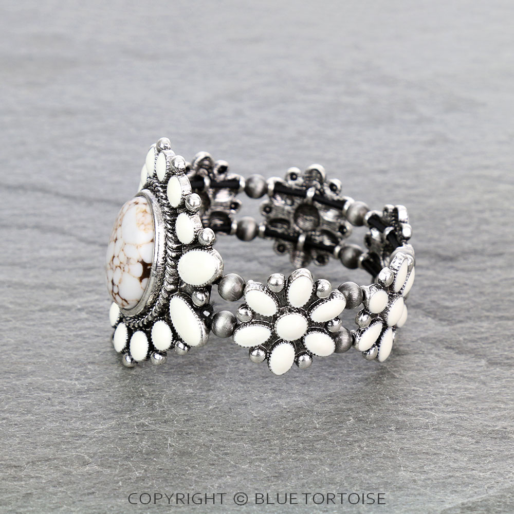 Western Epoxy Concho with Stone Stretch Bracelet - Image 2