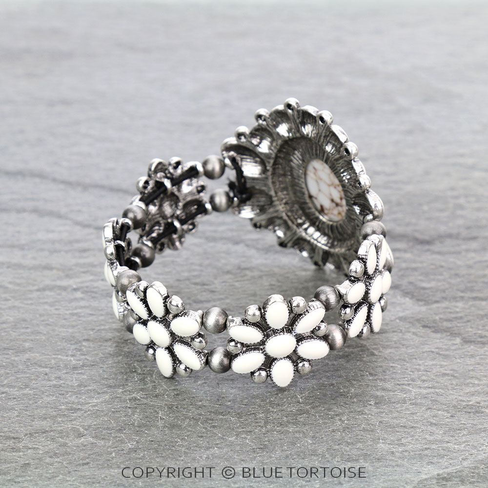 Western Epoxy Concho with Stone Stretch Bracelet - Image 3