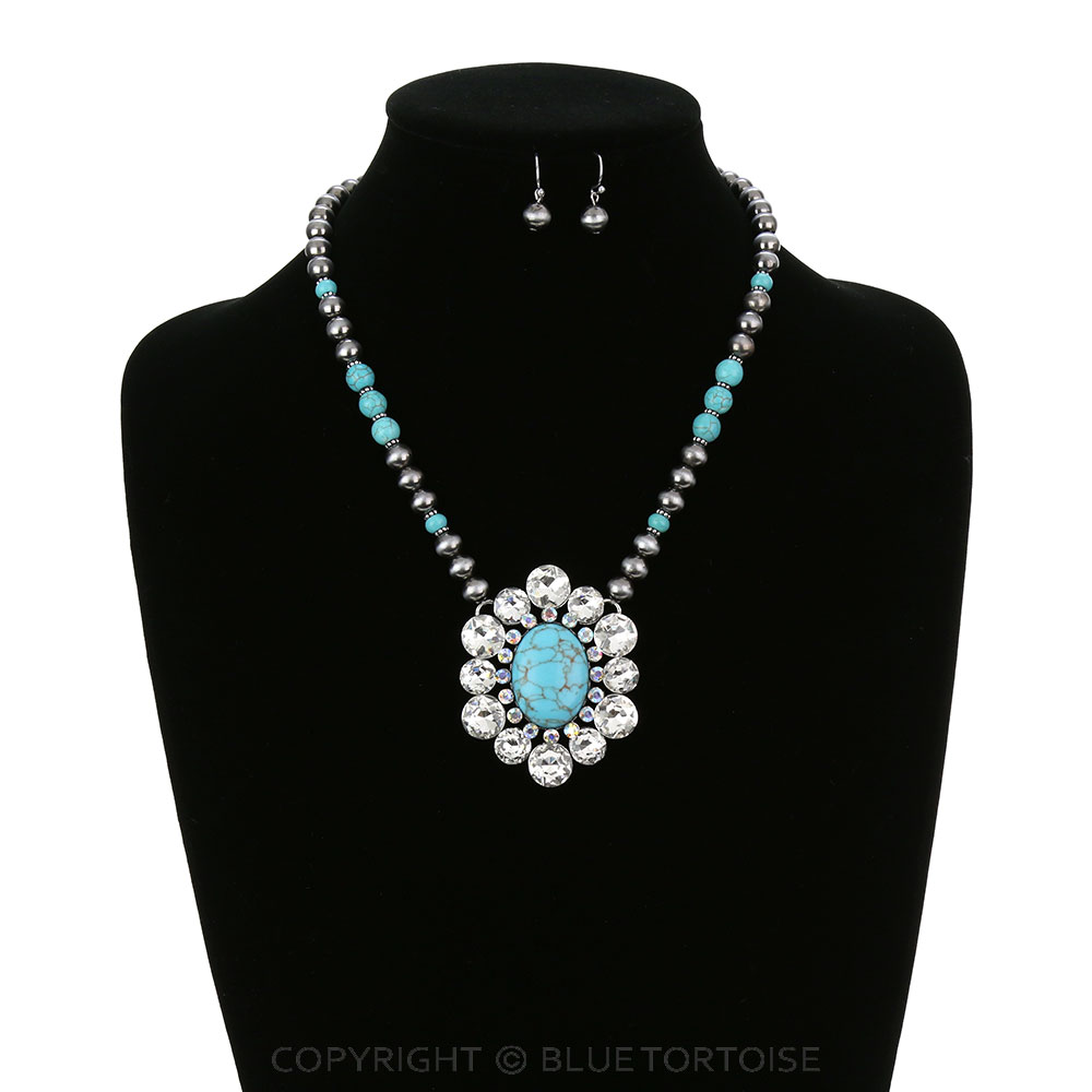 Western Concho with Stone Necklace Set - Image 2