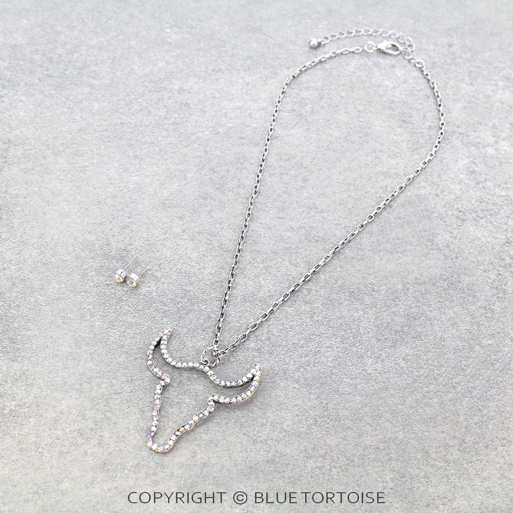 Steer Skull Pendant Necklace Set