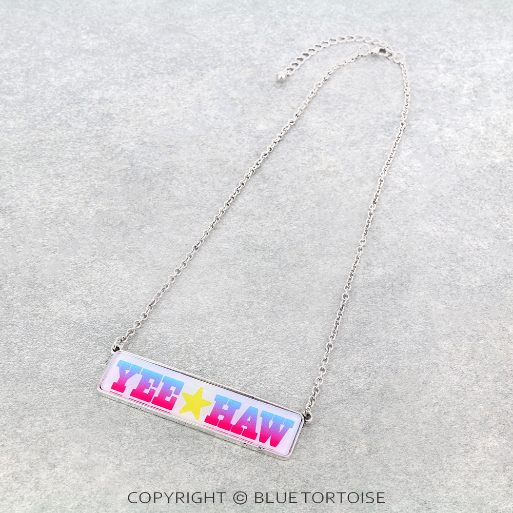 "YEE HAW" Glass Bubble Bar Necklace