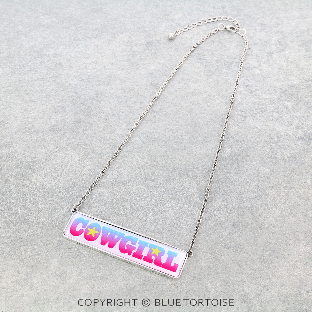 "COWGIRL" Glass Bubble Bar Necklace