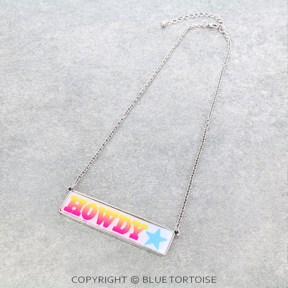 "HOWDY" Glass Bubble Bar Necklace