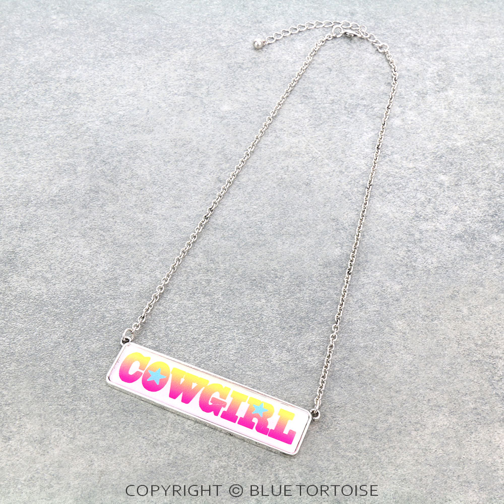 "COWGIRL" Glass Bubble Bar Necklace