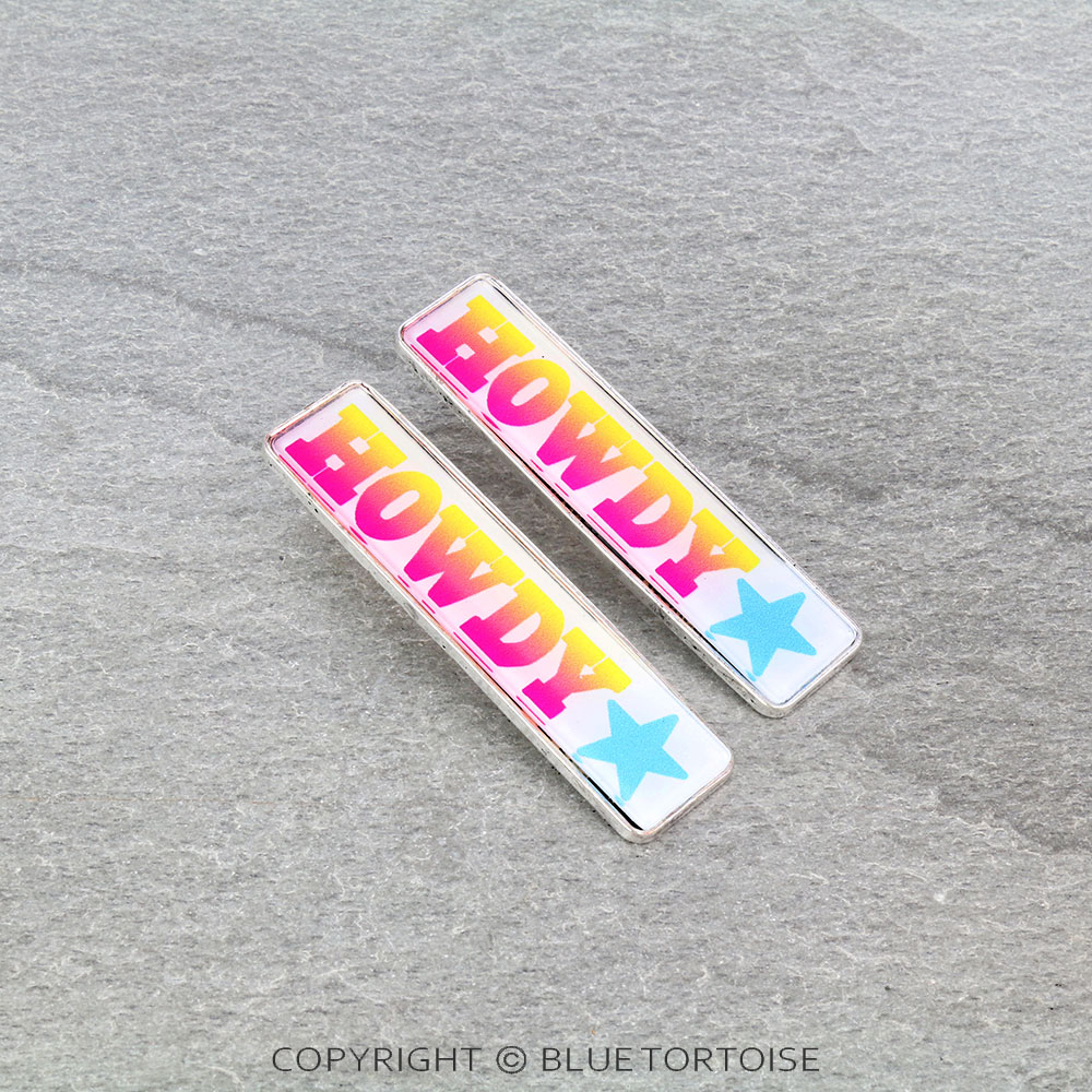 "HOWDY" Glass Bubble Bar Stud Earrings