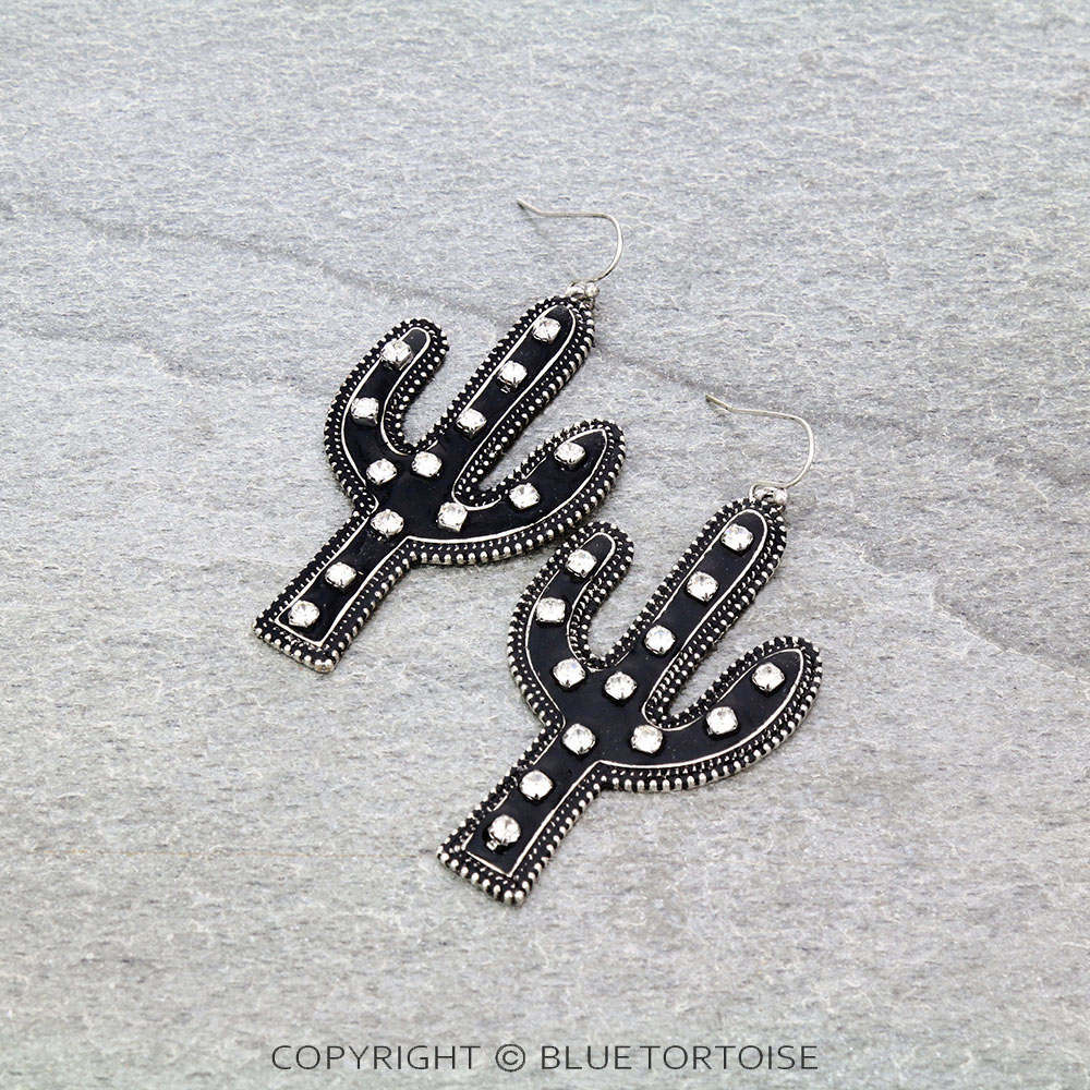 Cactus Clear Stone Dangle Earrings