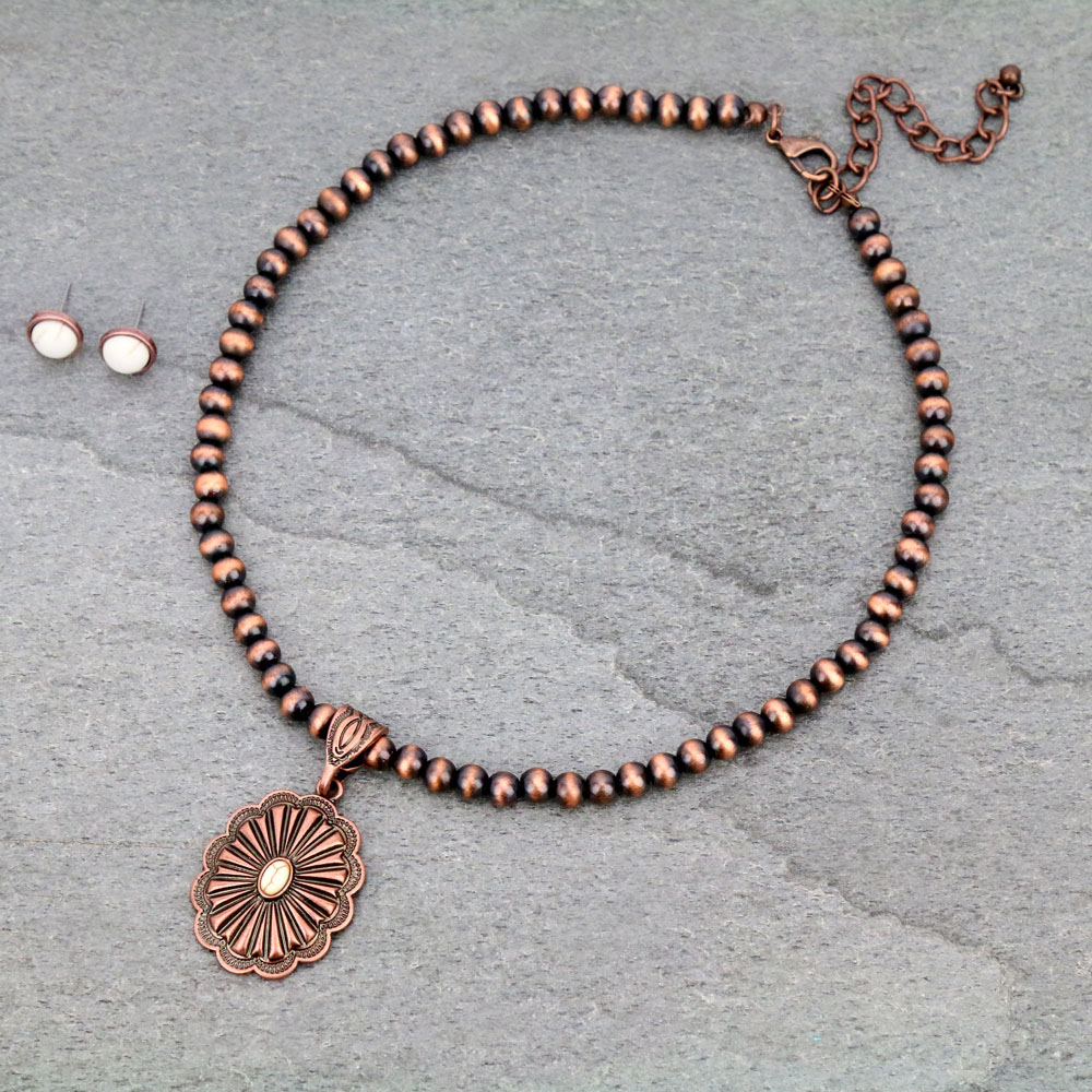Concho Navajo Style Pearl Necklace Set