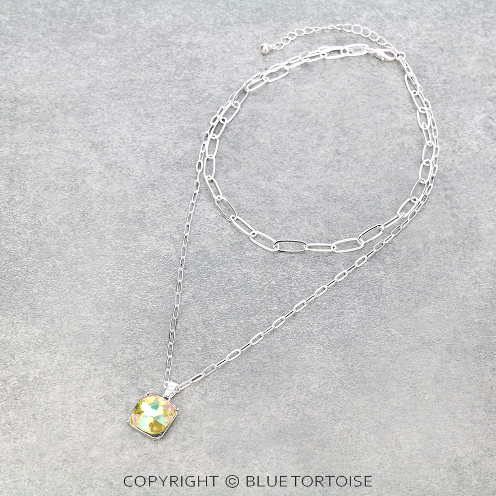 Rhinestone Pendant Layered Necklace