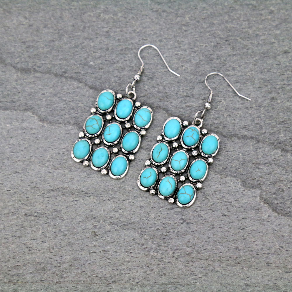 Western Design Stone Dangle Earrings