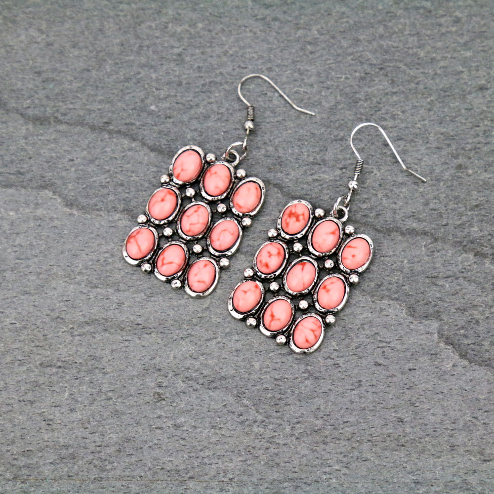 Western Design Stone Dangle Earrings