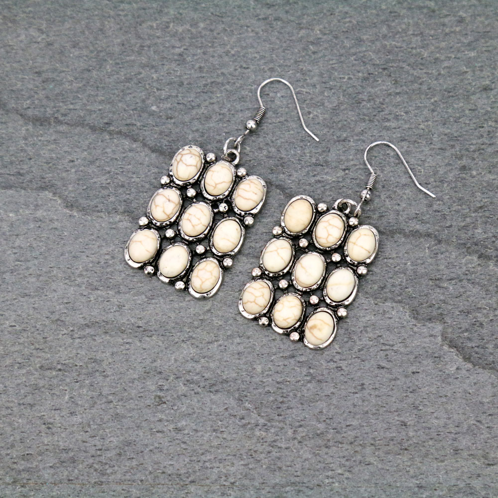 Western Design Stone Dangle Earrings