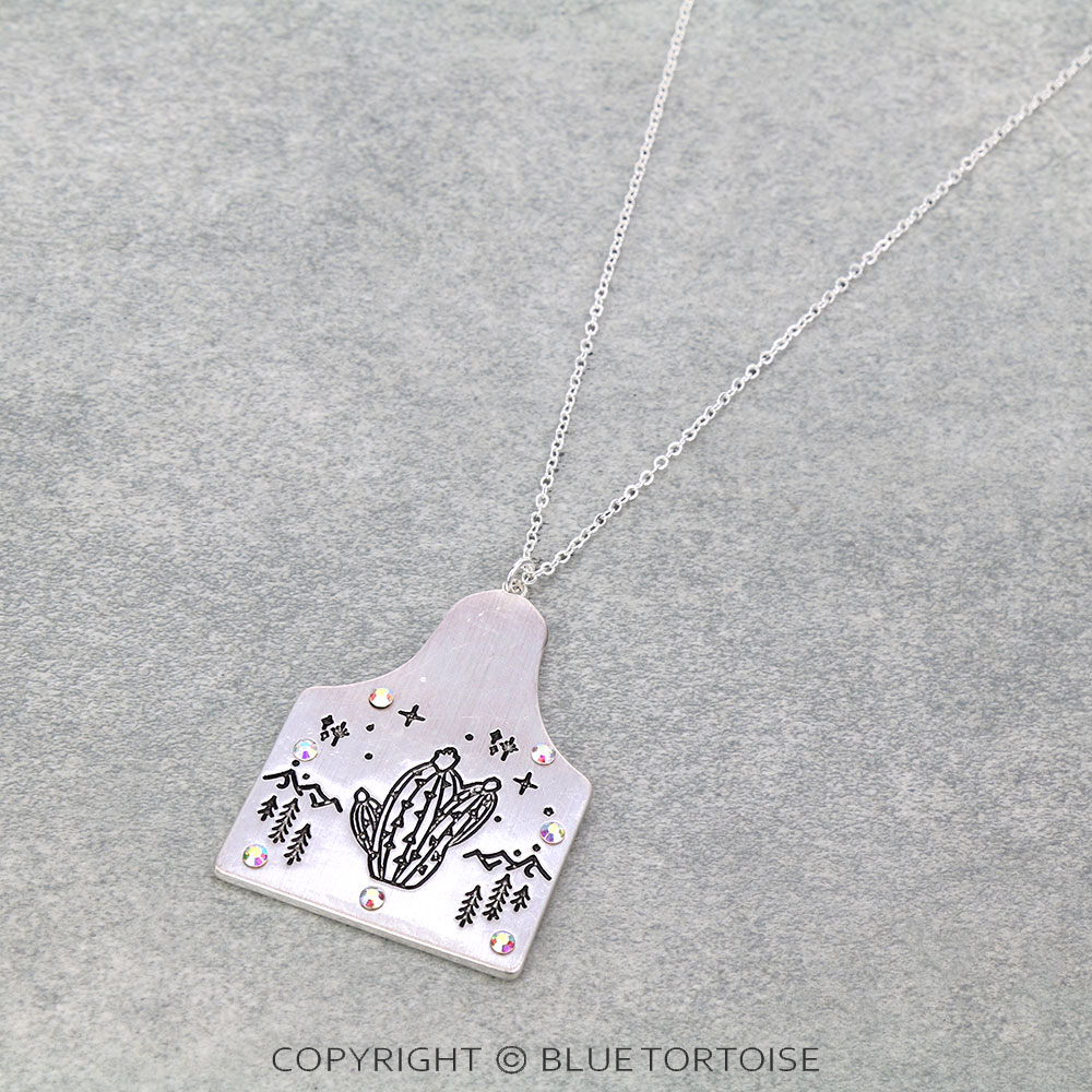 Western Cactus Ear Tag Necklace