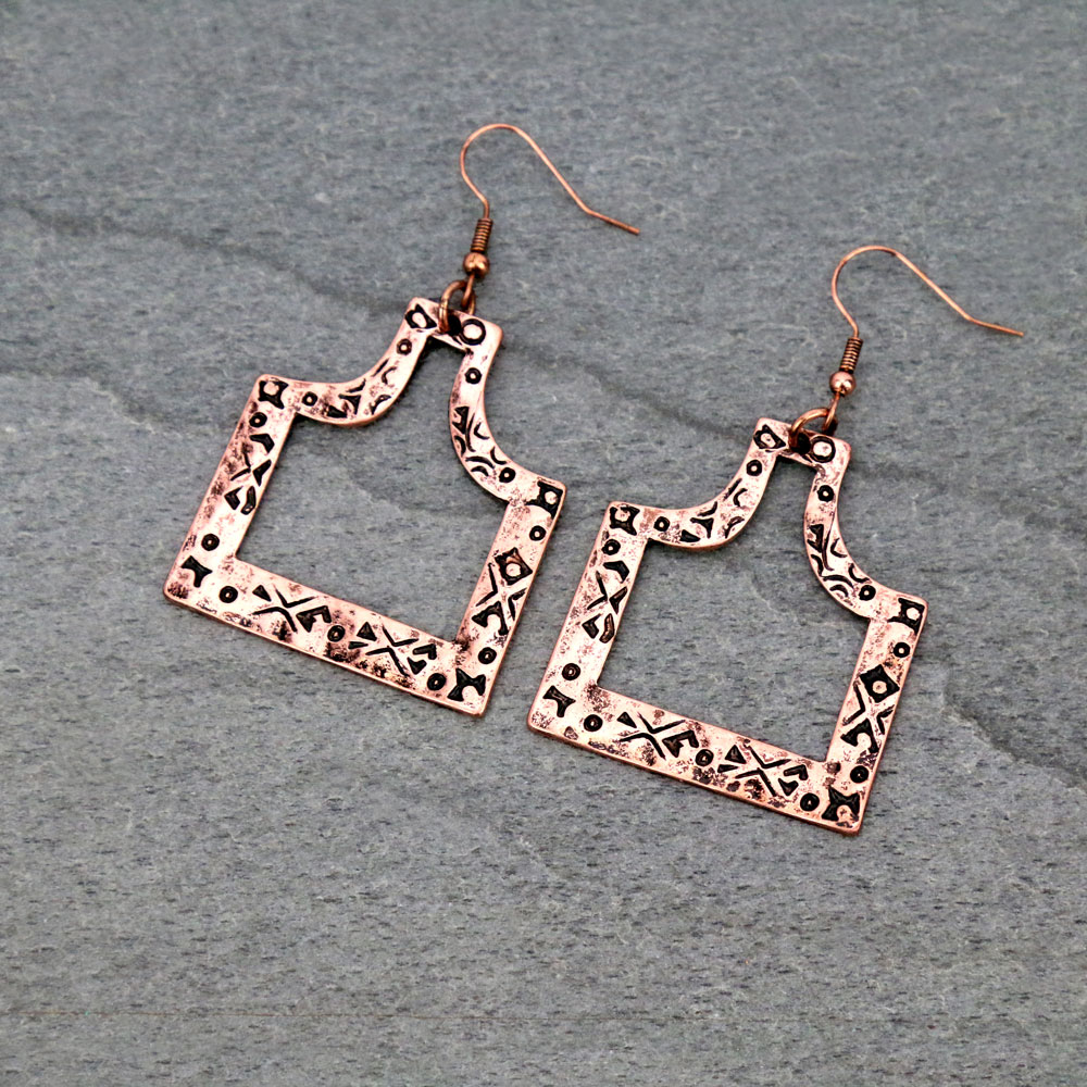 Western Cattle Tag Cutout Dangle Earrings