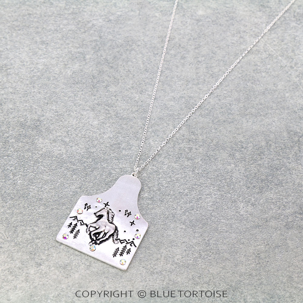 Western Horse Ear Tag Necklace