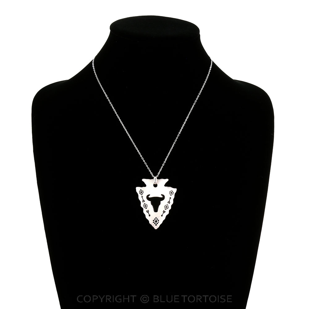 Western Steer Cow Head Arrowhead Necklace - Image 2