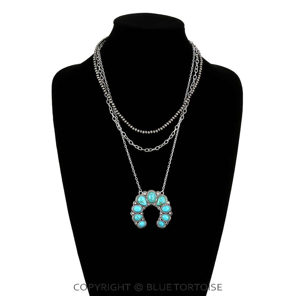 3 Layered Squash Blossom Pendant Necklace - Image 2