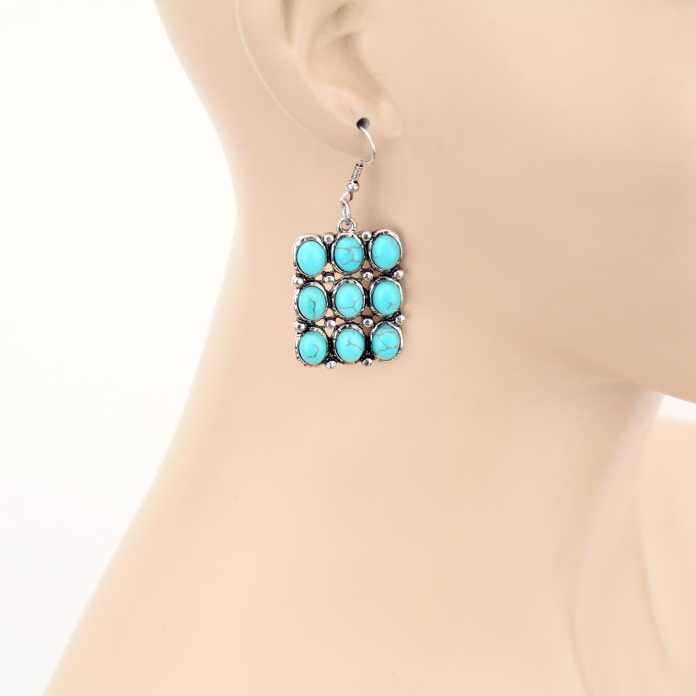 Western Design Stone Dangle Earrings - Image 2