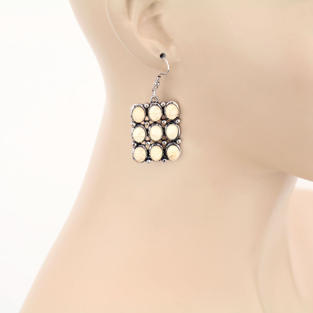 Western Design Stone Dangle Earrings - Image 2