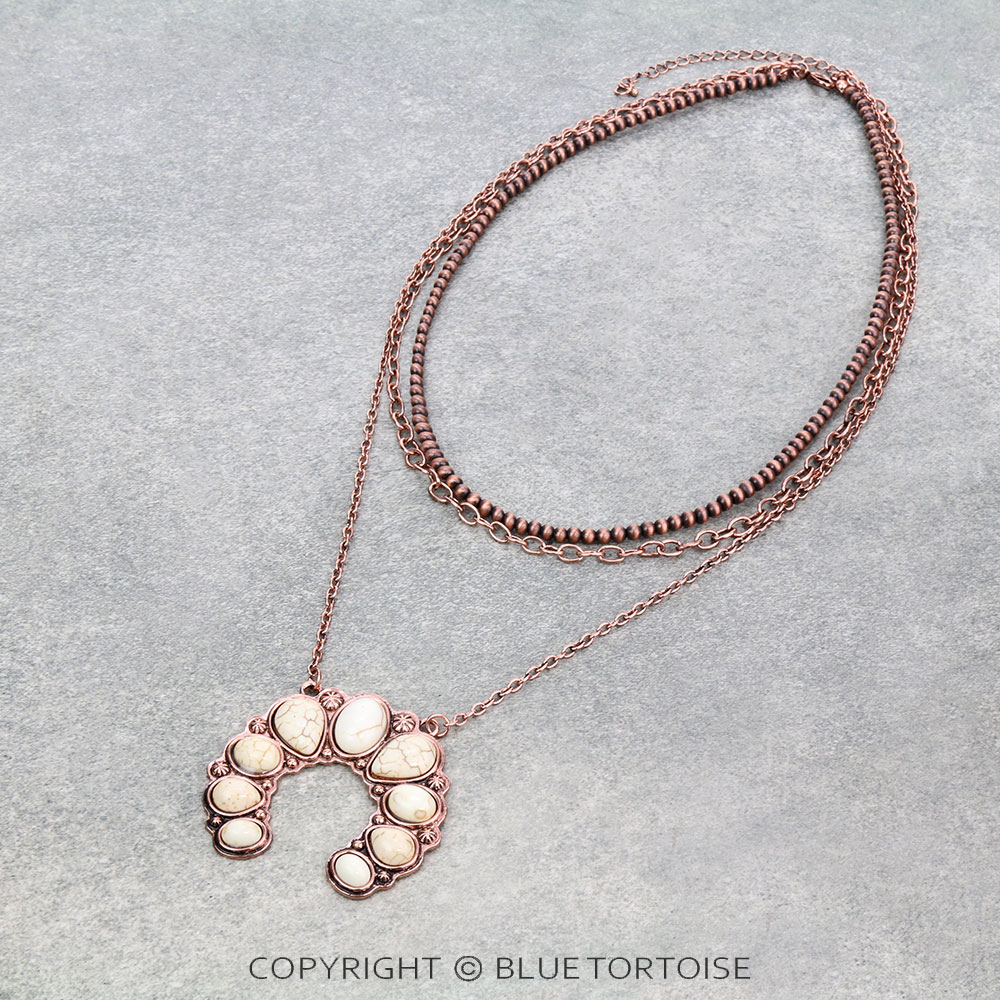 3 Layered Squash Blossom Pendant Necklace
