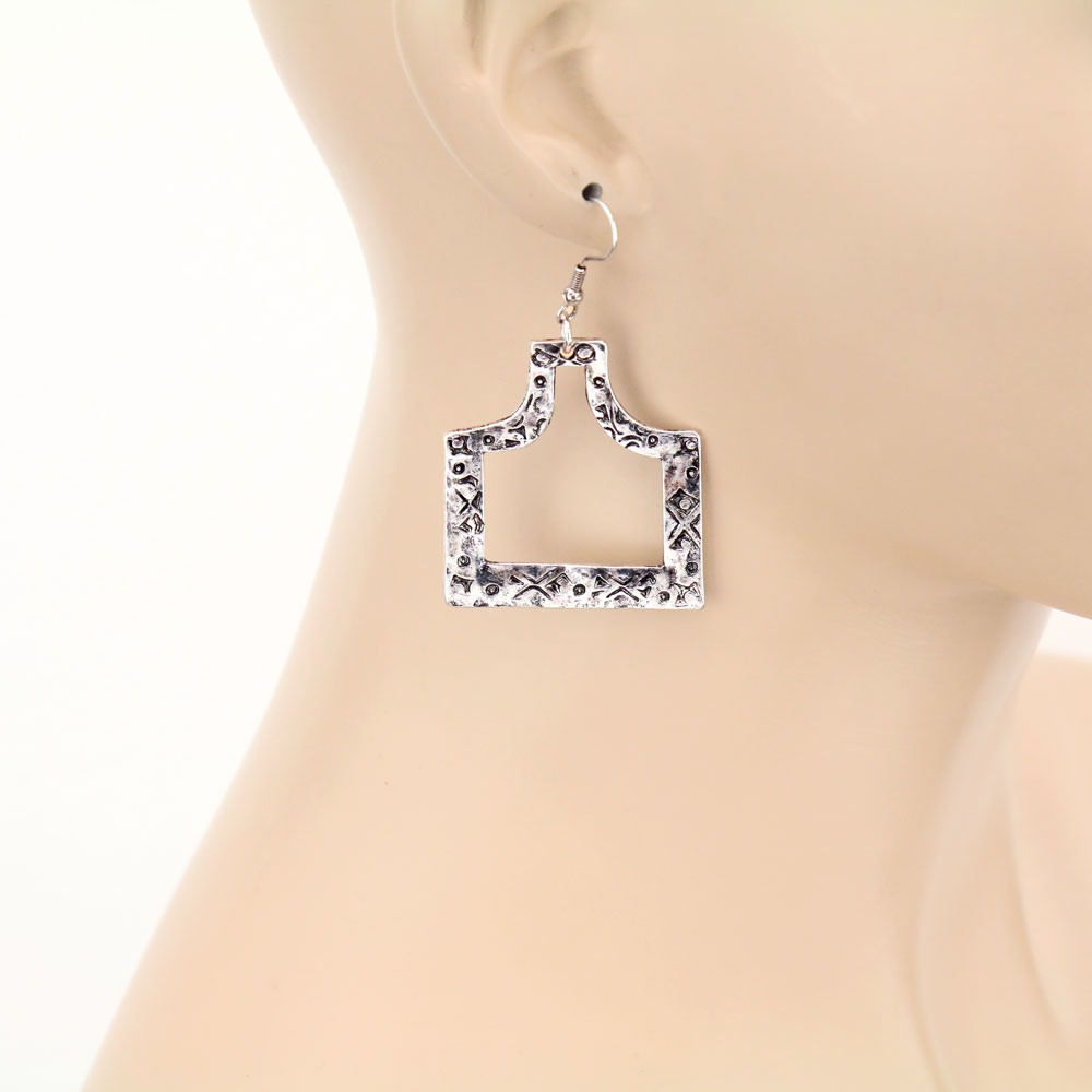 Western Cattle Tag Cutout Dangle Earrings - Image 2