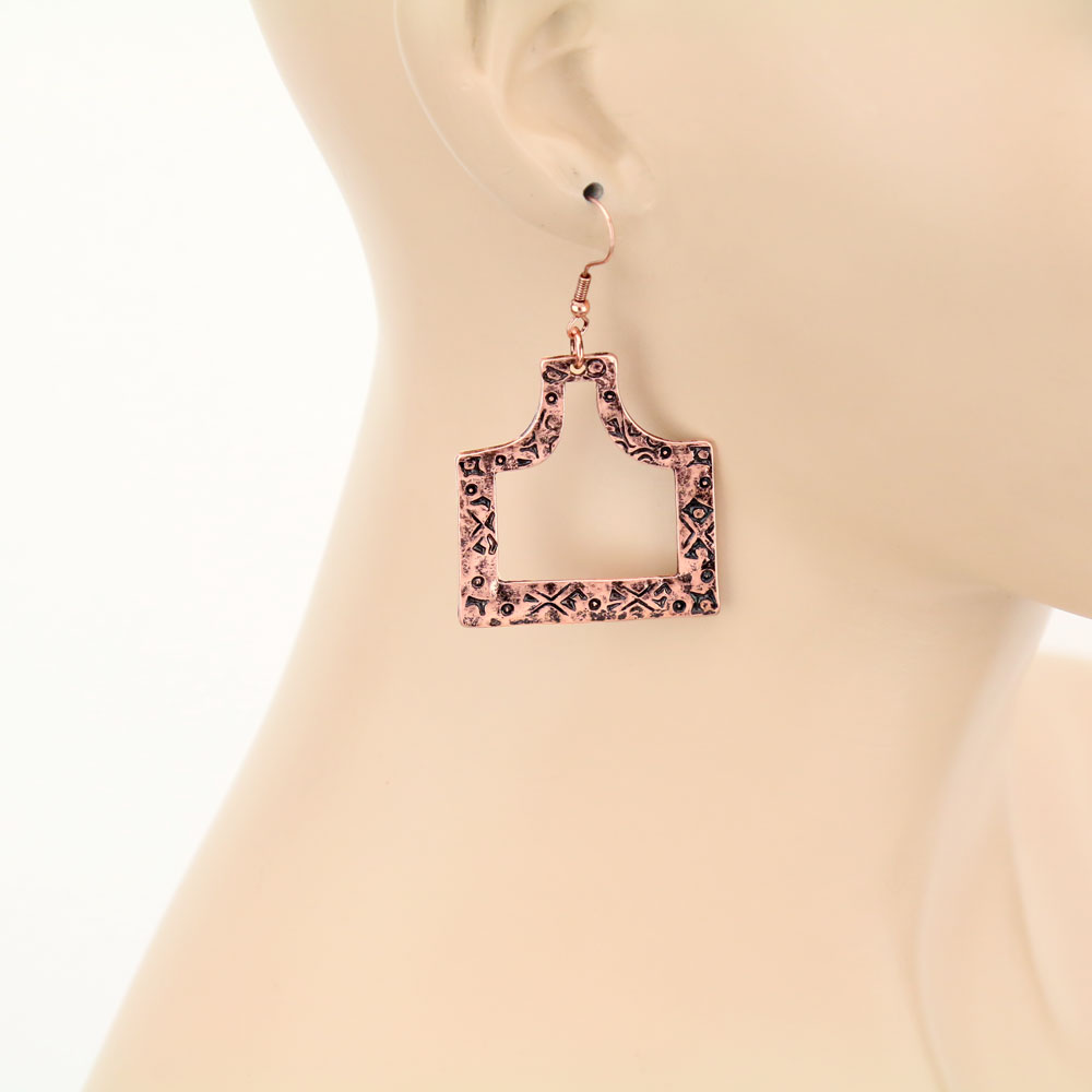 Western Cattle Tag Cutout Dangle Earrings - Image 2