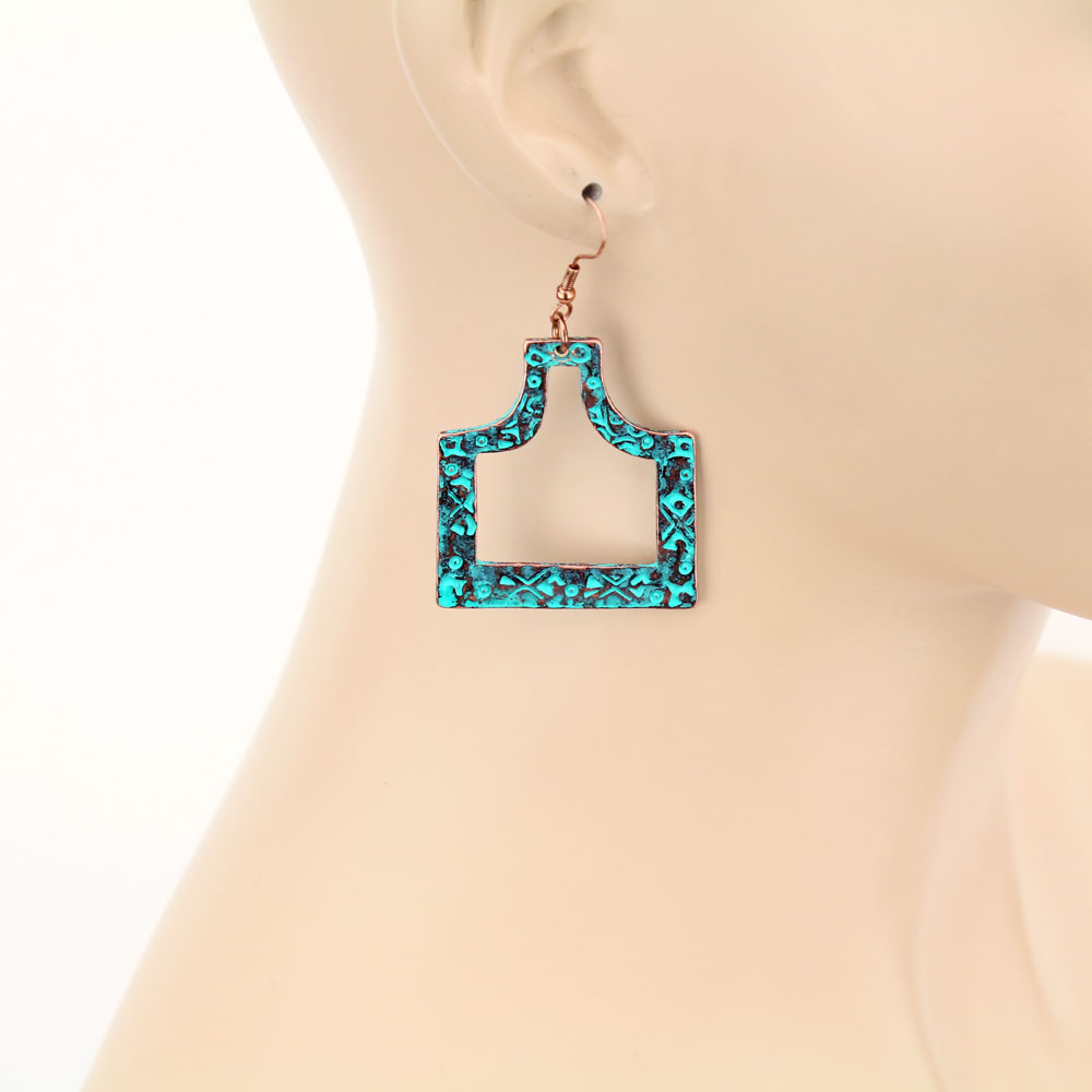 Western Cattle Tag Cutout Dangle Earrings - Image 2