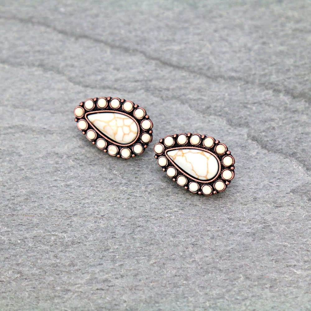 Western Design Stone Clip On Earrings